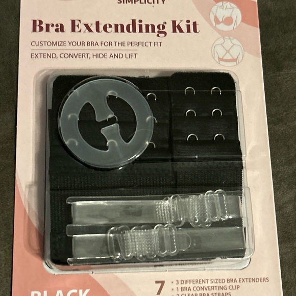 Sheer Simplicity Bra Extending Kit 7pc Black Extension, Convertible Clip Straps - Picture 4 of 16